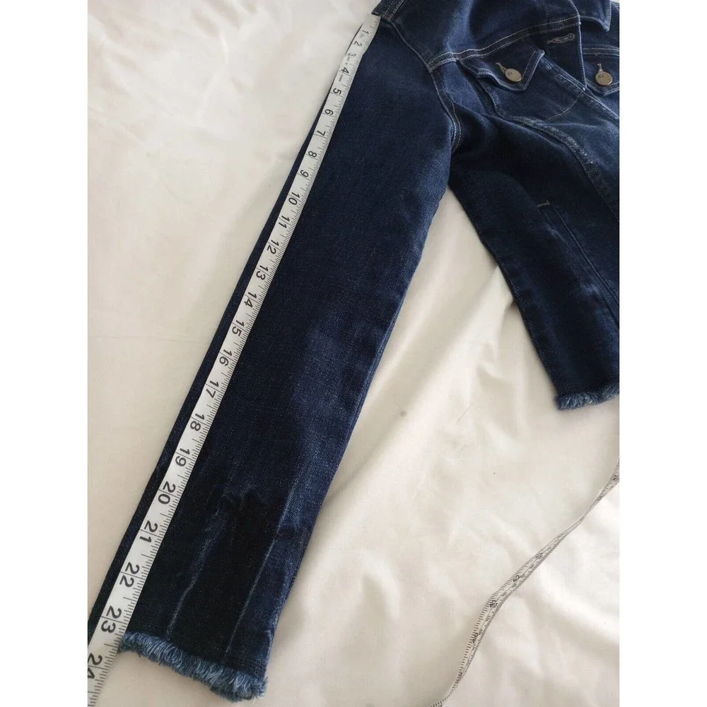 LOGO Lori Goldstein Women's 6 Denim Jacket Dark Wash Jean manufactured Raw Hem - Picture 7 of 10